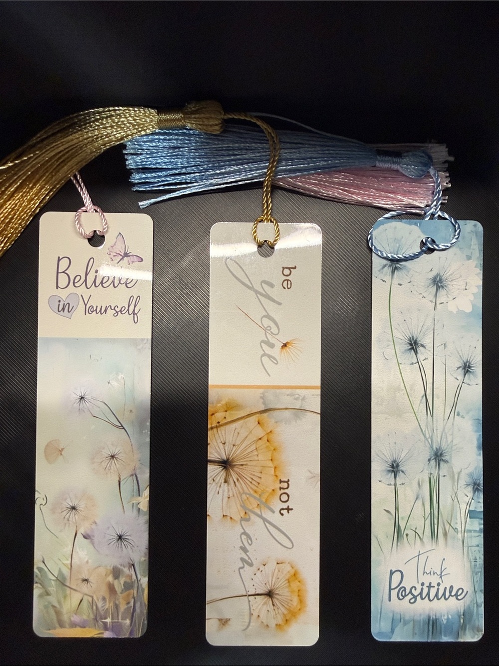 NEW Inspirational Metal Bookmark Trio - Soft Pastel Blue, Pink, Gold